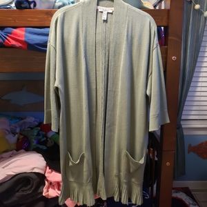 IsaacMizrahi Live Open Front Ruffle Duster-Green